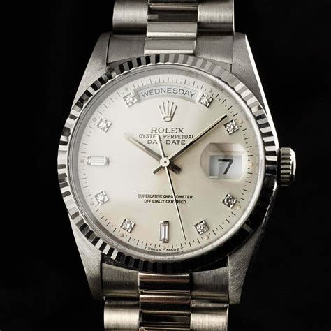 rolex day date white gold oyster bracelet|rolex day date gold 40mm.